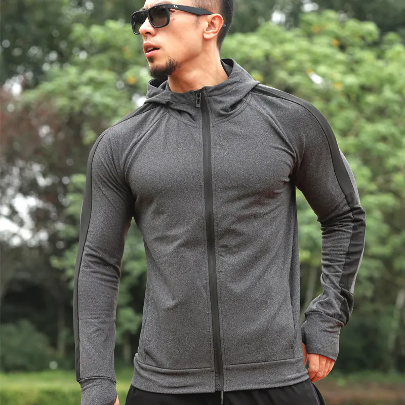 Sports jacket men outdoor quick dry breathable fitness running leisure fall and winter padded cross-border long-sleeved hoodie men - Image 4