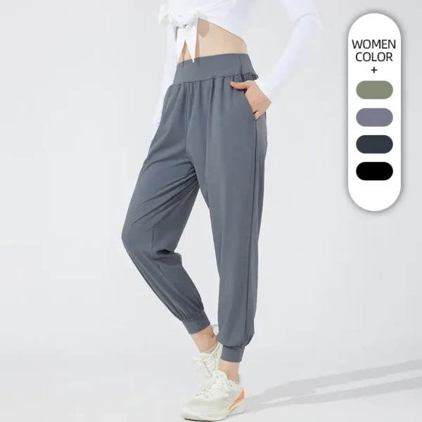 Spring and summer loose moisture-wicking mid-waist women's casual leggings slimming loose running training fitness pants