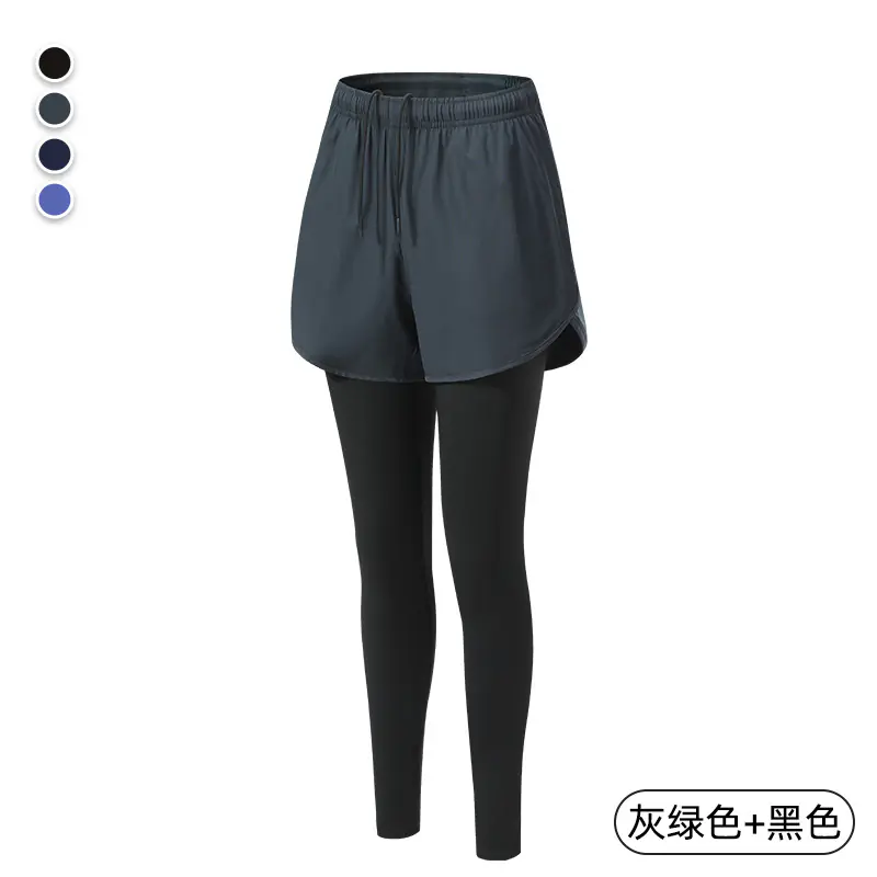 Men's Fake Two-Piece Tight Trousers, Quick-Drying Breathable Back Waist Pocket Reflective Trousers, Running Fitness Trousers For Women - Image 10