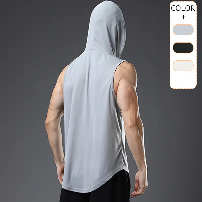 Hooded Fitness Vest Men's Basketball Running Training Loose Quick-Drying Breathable Vest European And American Large Size Sports Vest